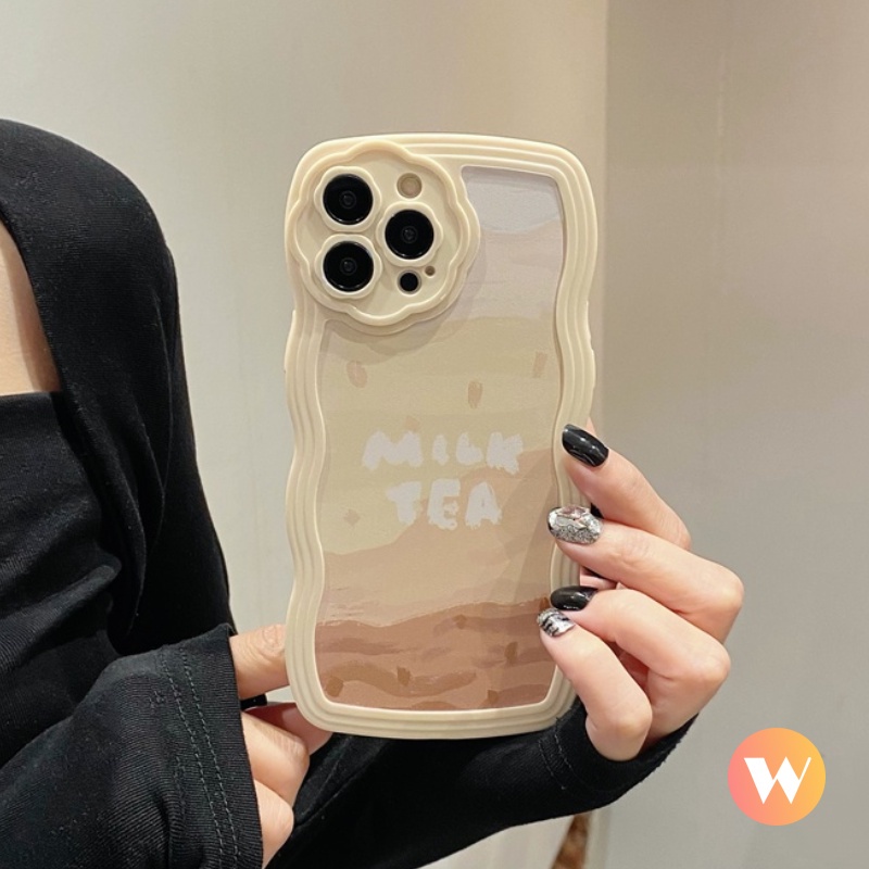 Soft Case Silikon Motif Bunga Milk Tea Untuk iPhone 7 8 SE Plus X XS XR 11 12 13 Pro Max SE 2020