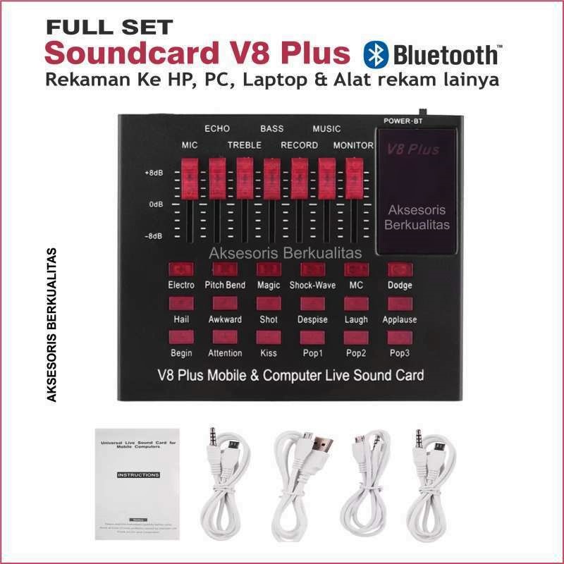 Soundcard V8 Plus with Bluethote Audio USB External Soundcard Live Broadcast