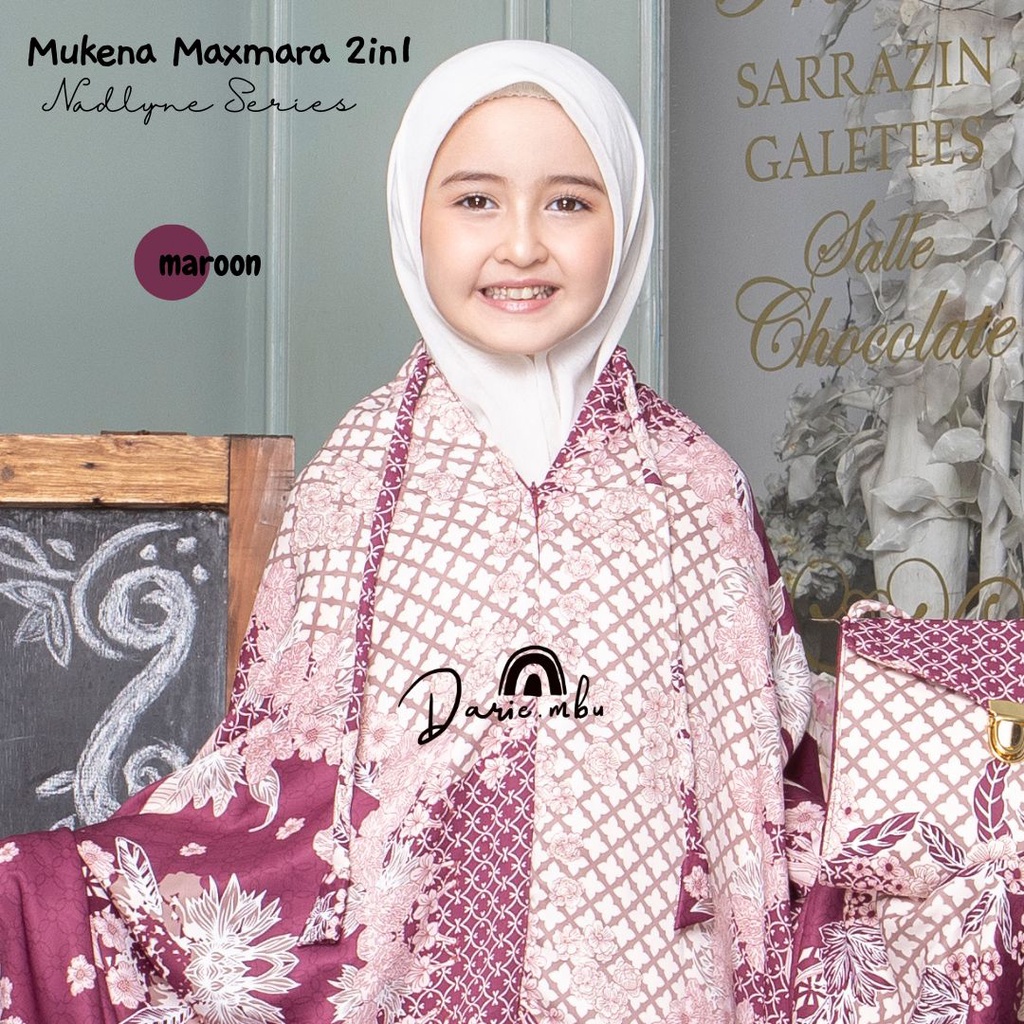 Mukena Anak Maxmara Luxury 2in1 Nadylne Printing Premiun Laser Cut Mewah Tas Sajadah