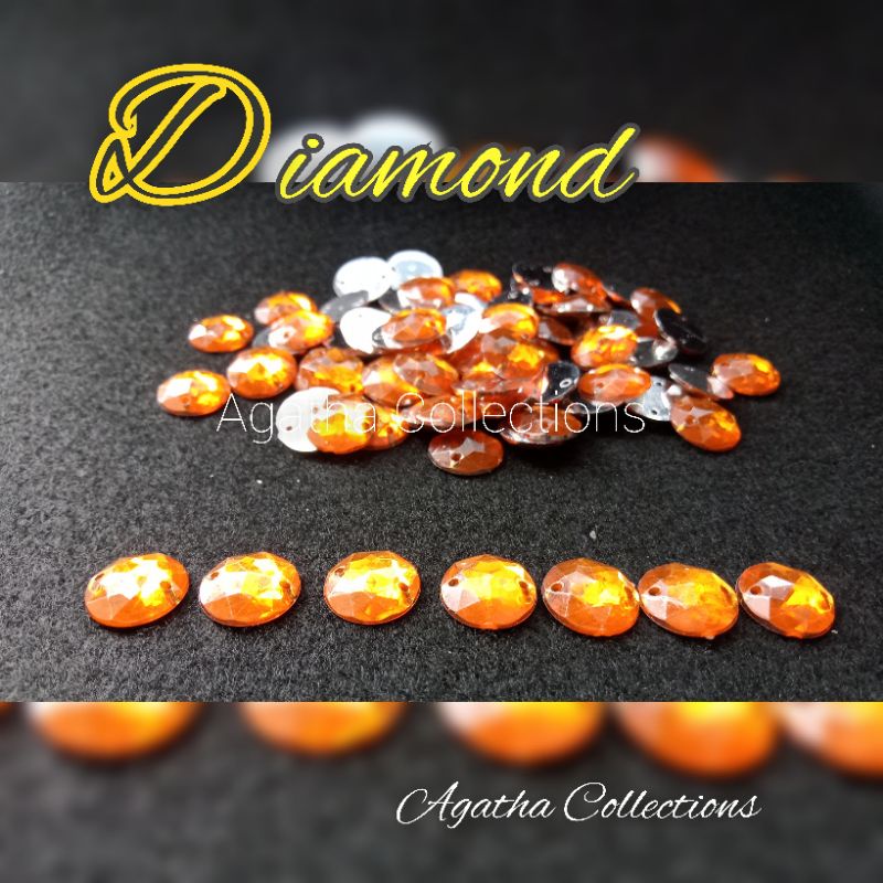 Diamond mutiara belah bulat ukuran 8mm,10mm,12mm