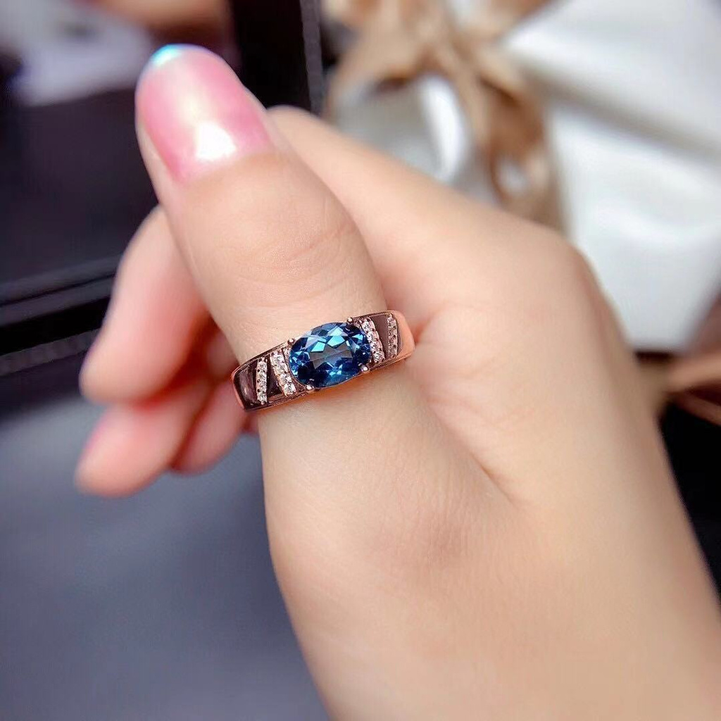 Sapphire Cincin 925 Silver Hias Batu Permata Kristal Sapphire Platinum Untuk Pria Dan Wanita