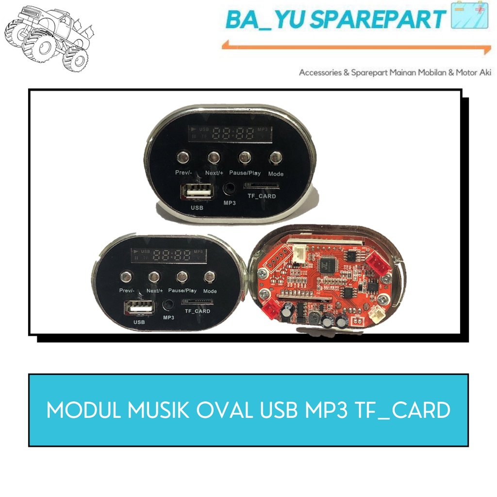 MODUL MUSIK OVAL MP3 USB TF CARD MOBILAN AKI 6V