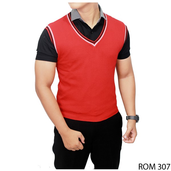 Men Vest Fashion Rajut Merah – ROM 307