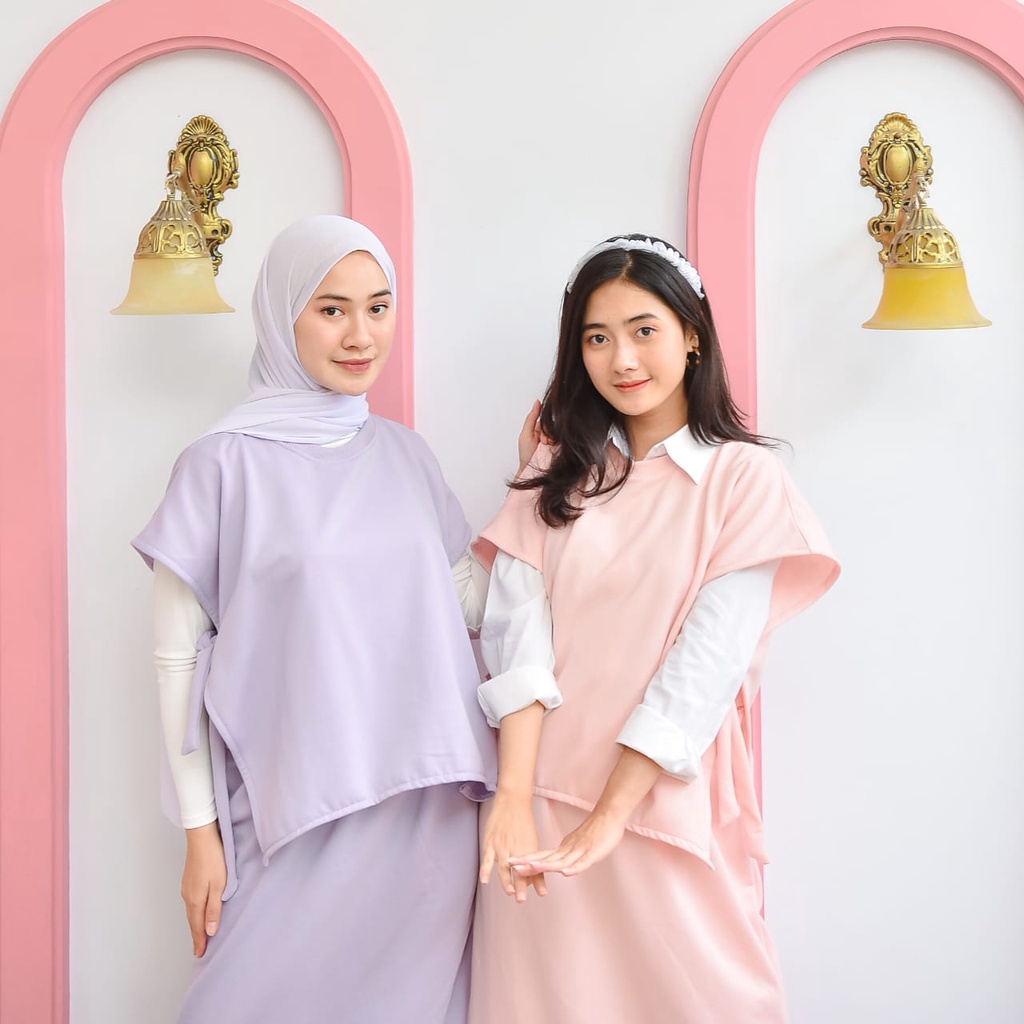 NOUSKA - CAITLY VEST Rompi Fleece Wanita Polos Tali Samping Outer