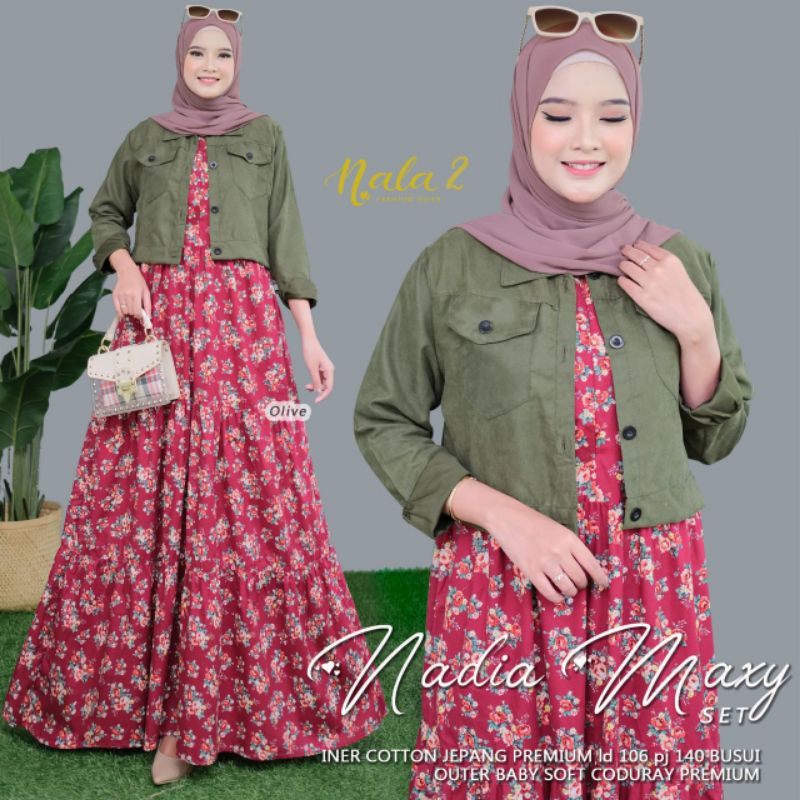 NADYA MAXY set, blazer, gamis set blazer, blazer wanita terbaru dewasa