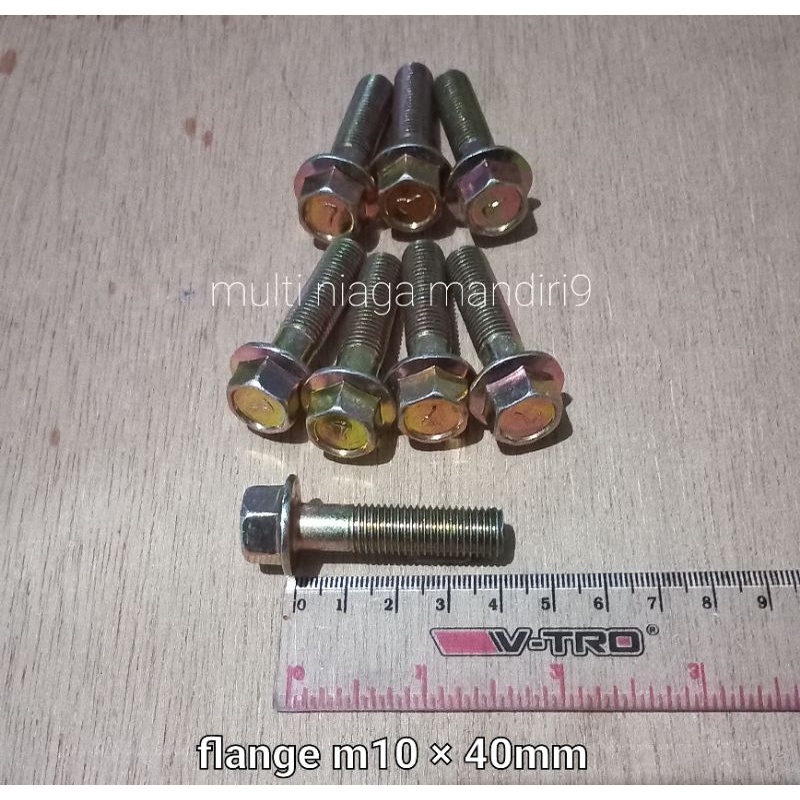 baut 14 topi / flange m10×40mm baja kuning kunci 14mm flange bolt / baut 14 topi 10 × 4cm kunci 14 r