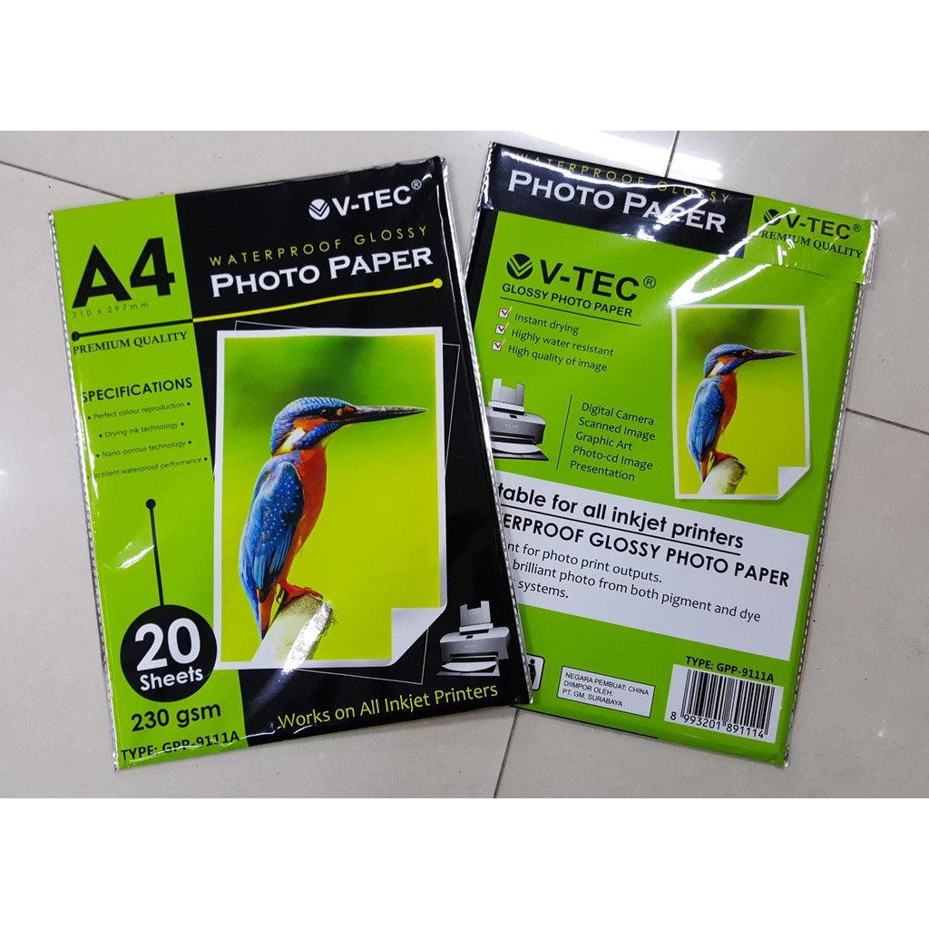 

KERTAS FOTO GLOSSY VTEC GPP9111A 230GSM