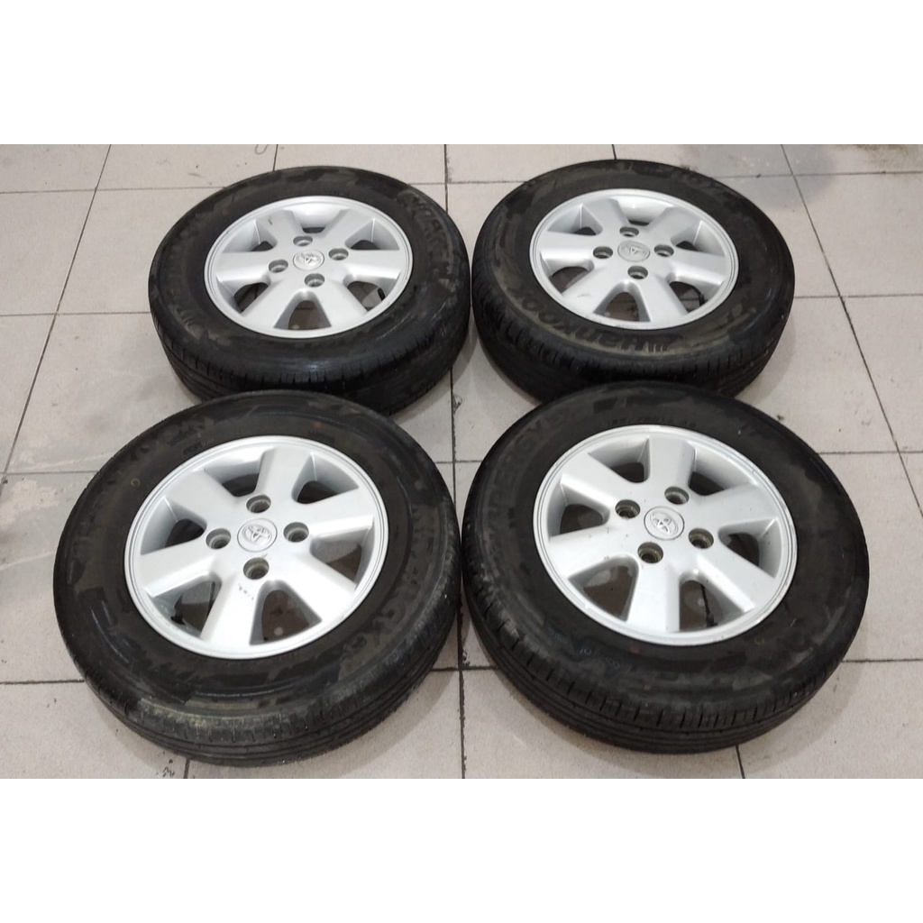 Velg Mobil Bekas Ori Copotan AVANZA BALOK Ring 14 Hole 4X114,3 ET45 SILVER + Ban Dunlop 2pcs 185 70 