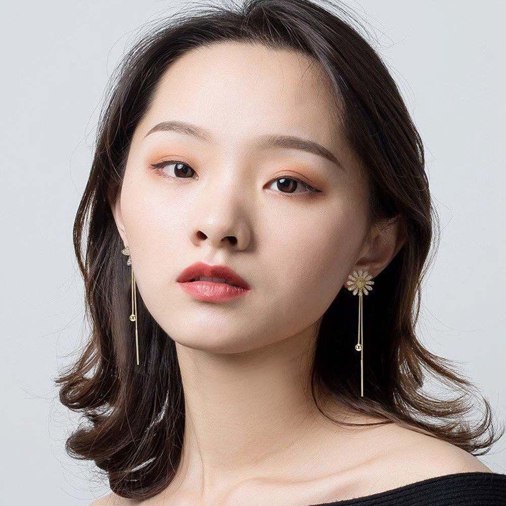 NEEDWAY Needway Menjuntai Anting-Anting Trendi Elegan Lebah Manis Kupu-Kupu Asimetris Anting-Anting Bunga Matahari Telinga Aksesoris Wanita Stud Earrings