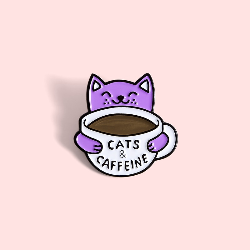 Pin Bros Lencana Enamel Bentuk Cangkir Kopi Kucing Untuk Hadiah