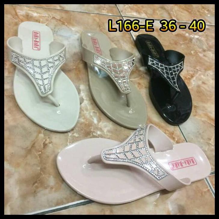 L166E SANDAL WANITA BARABARA SENDAL WANITA JEPIT JELLY KACA BARA BARA