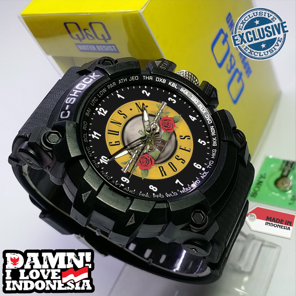 (EXCLUSIVE ) JAM TANGAN GUNS N' ROSES WATER RESIST FREE BOX DAN BATREI - NO.8