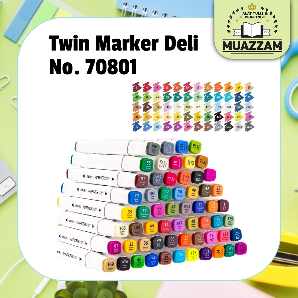 

Spidol Warna / Twin Tip Marker Deli per 1 pcs