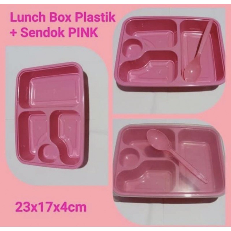 (ISI 25PCS) Bento + Sendok Plastik Tebal FIM /Lunch Box plastik/Kotak Makan