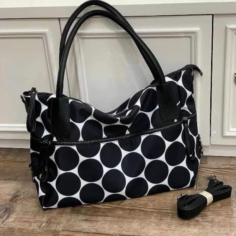 TOTEBAG/TAS SELEMPANG/MOTIF FULL KADOT/ZIPPER TENGAH