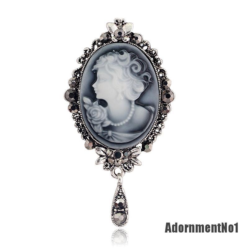 (Adornmentno1) Bros / Pin Gaya Victoria Motif Cameo Aksen Kristal Untuk Perhiasan Wanita / Pesta Pernikahan