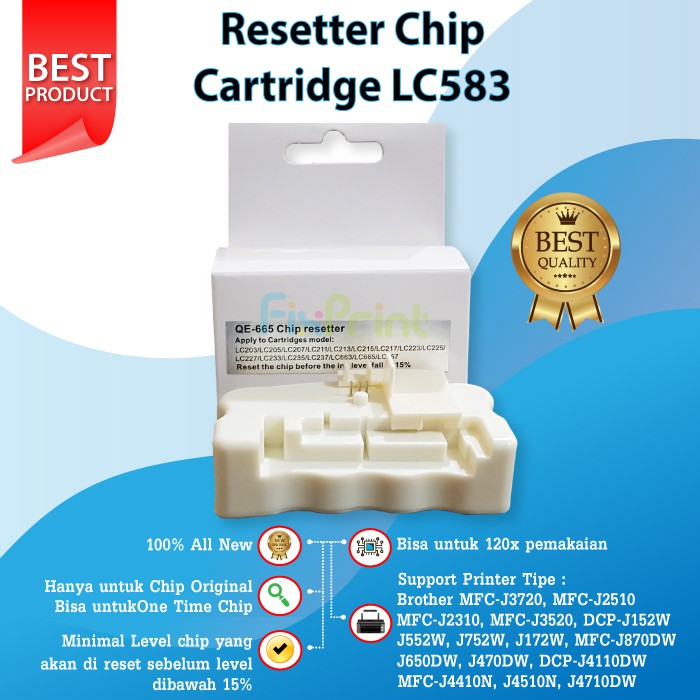 Resetter Chip Cartridge LC583 LC565 Reset Ink Printer MFC J2510 J3520