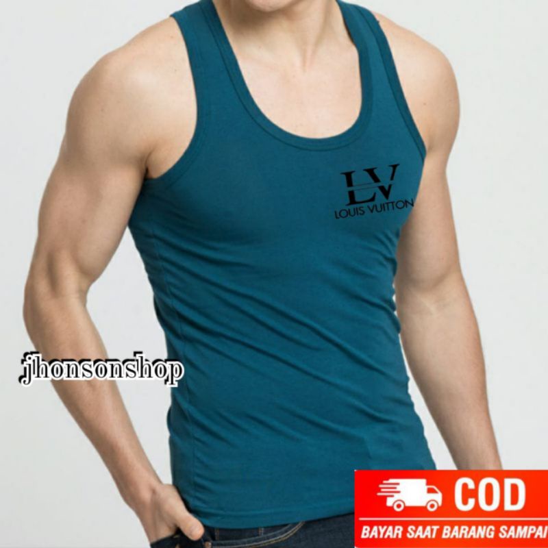 kaos singlet logo LV.S distro t-shirt Catton combat.bahan adem &amp; murah ready ukuran M. L. XL. XXL.