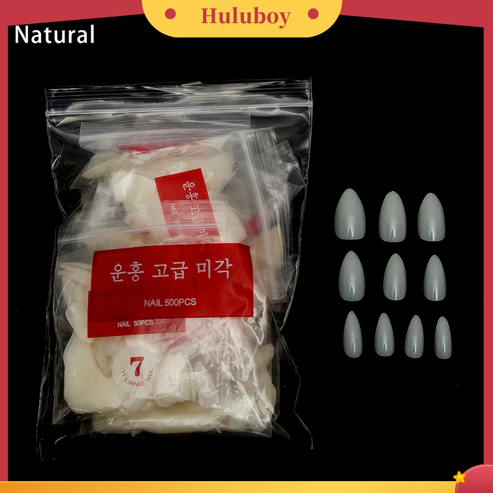Huluboy Huluboy♡ 500pcs Kuku Palsu Bentuk Oval Untuk Manicure