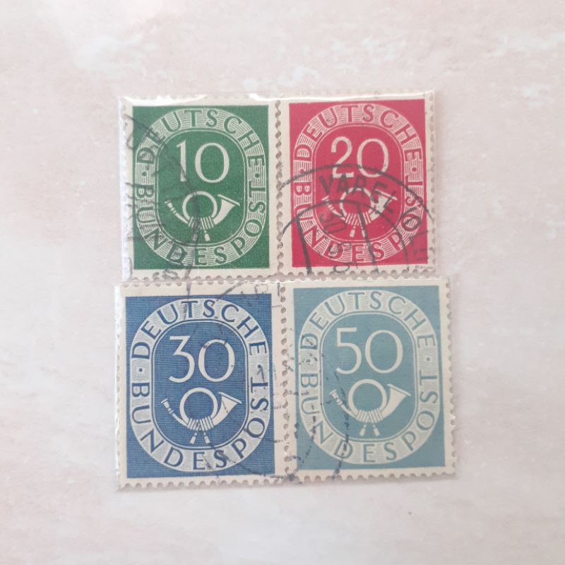 

Perangko German / Jerman Posthorn Tahun 1951 - 1952 set - 4pcs