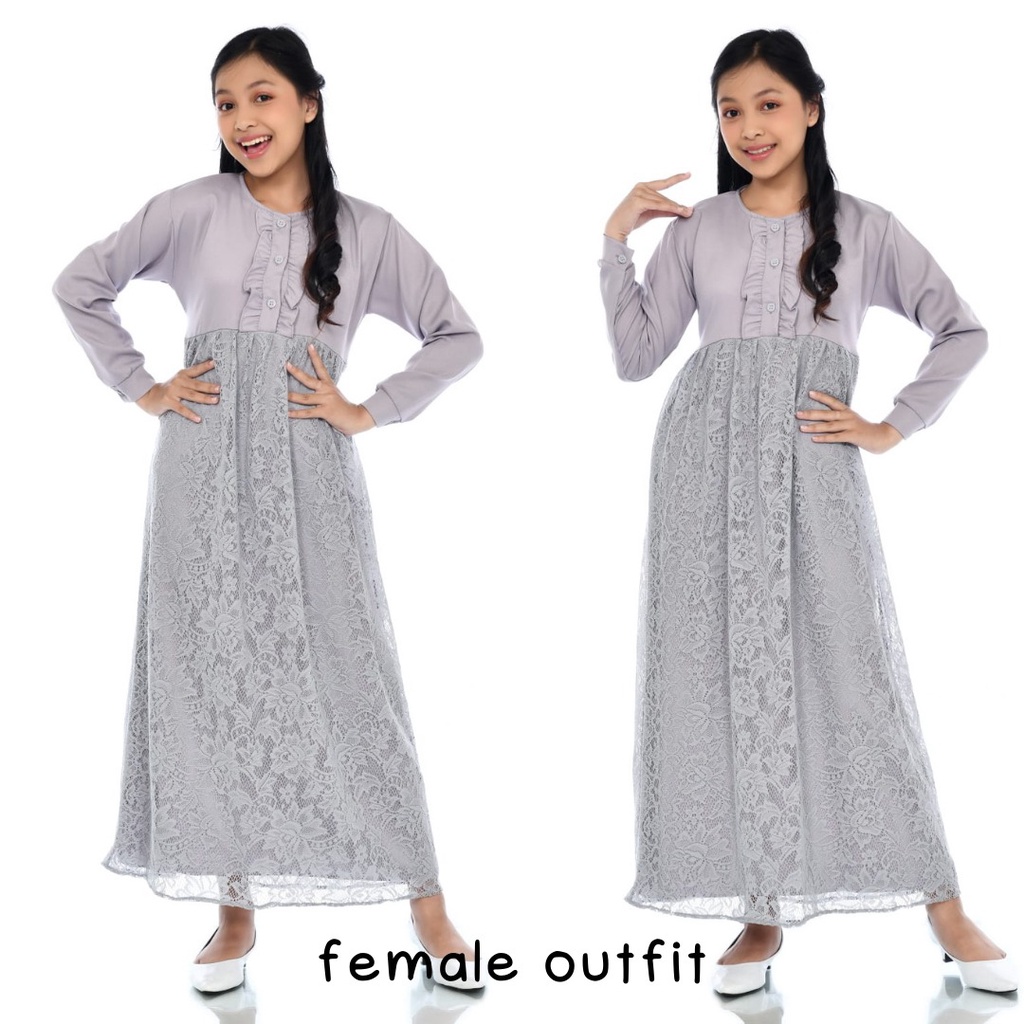 GAUN BROKAT - DRES 4-12 TAHUN KOMBINASI BROKAT