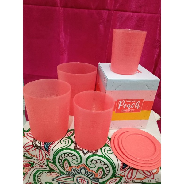 PROMO Mosaic Peach Canister Set Tupperware ORI toples satu set isi 4 toples FREE BOX