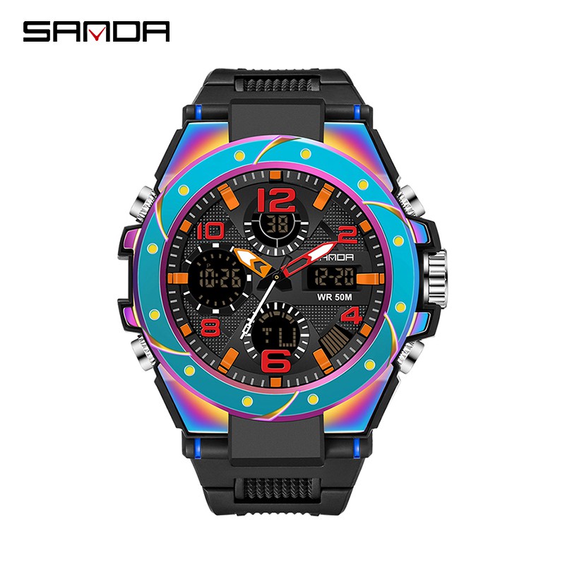 SANDA 6008 Jam Tangan Pria Digital Analog Tali Rubber Fantasy Anti Air WATCHKITE WKOS