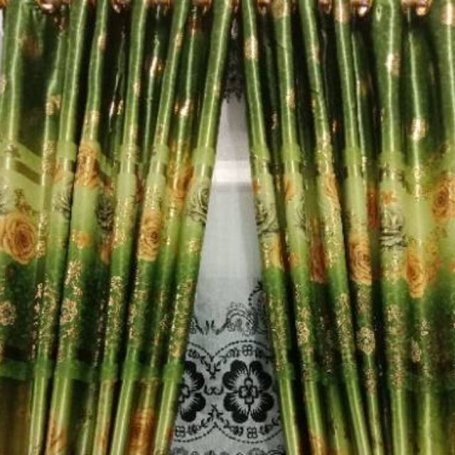 Gorden hordeng blackout printing emas mewah dan tebal