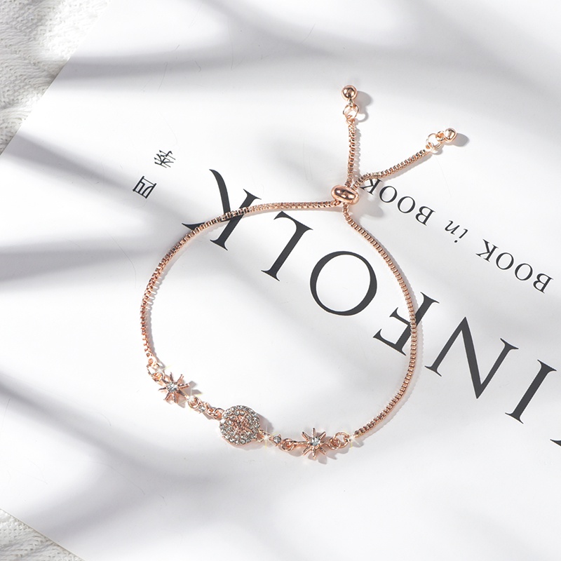 Gelang Serut Tangan Wanita Adjustable Bentuk Permata Berkilau Korea Dalika-1