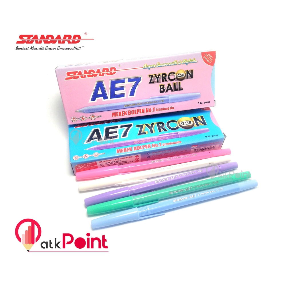 

BOLPOIN PULPEN PENA STANDARD AE7 ZYRCON BALL 0.38MM SET 12 (1 LUSIN)