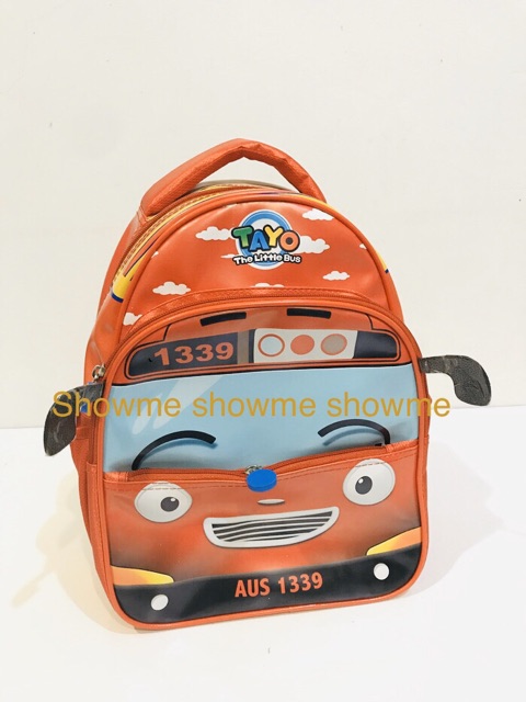 SHOWME TAS RANSEL ANAK SEKOLAH  13 INCH/ 33 CM PAUD -  PLAYGROUP- TK KUALITAS PREMIUM KEPALA SLETING KARET KARAKTER 3D TIMBUL BUS TAYO KOREA