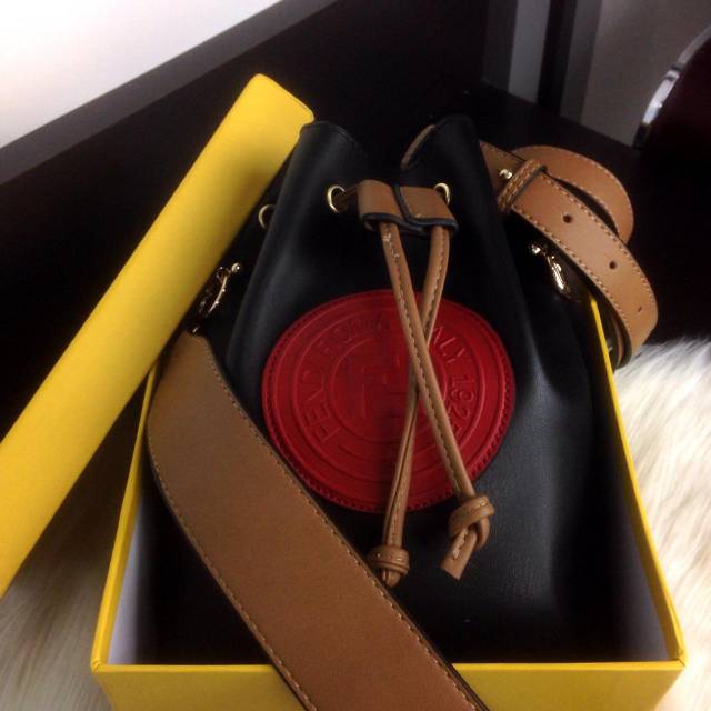 #F3038 New Arrival FENDI MonTresor in Black Leather Bucket Bag SS19