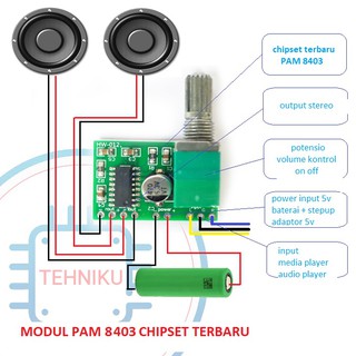 modul PAM8403 Amplifier Digital Mini 5V dengan potensio Stereo kualitas bagus