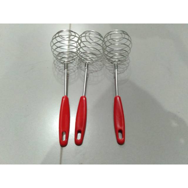 Kocokan Telur / Whisk Gagang Merah Stainless Steel