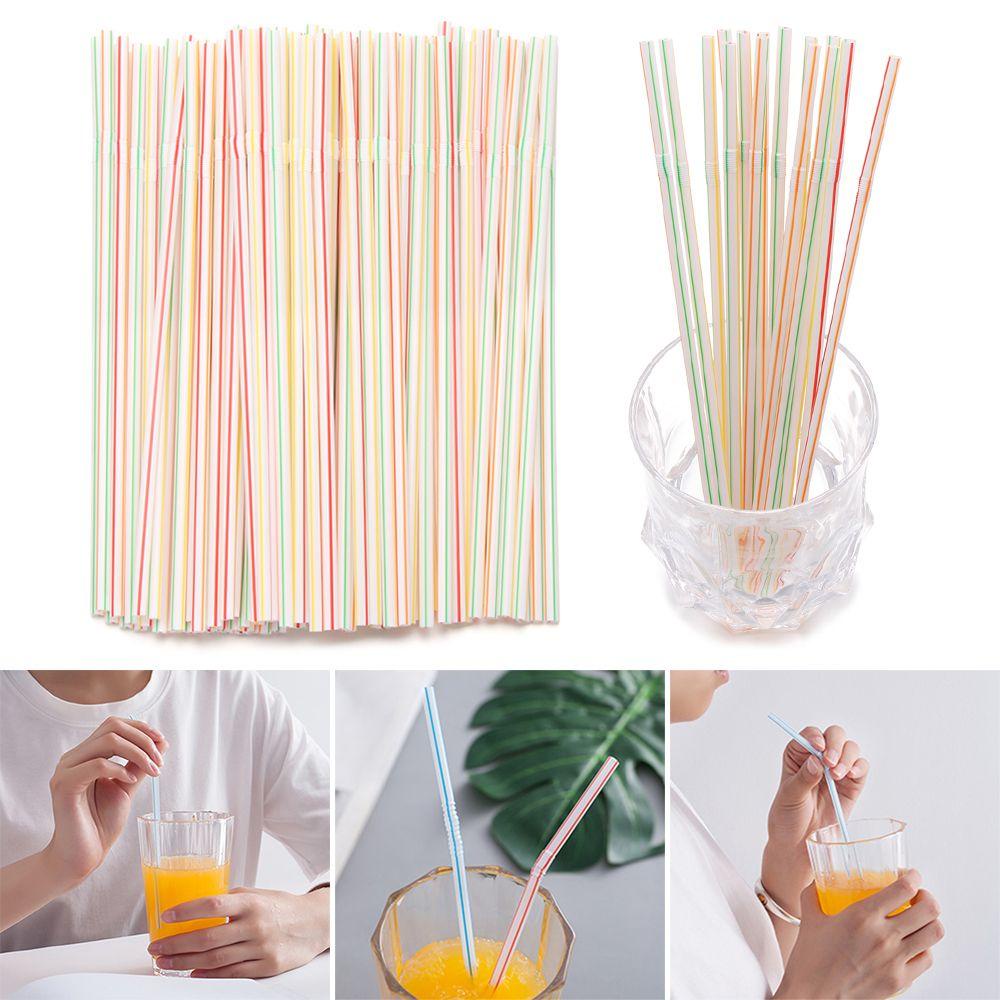 R-FLOWER 100 /200 /300pcs Sedotan Minum Fleksibel Sekali Pakai Dekorasi Pesta Pernikahan Perlengkapan Dapur
