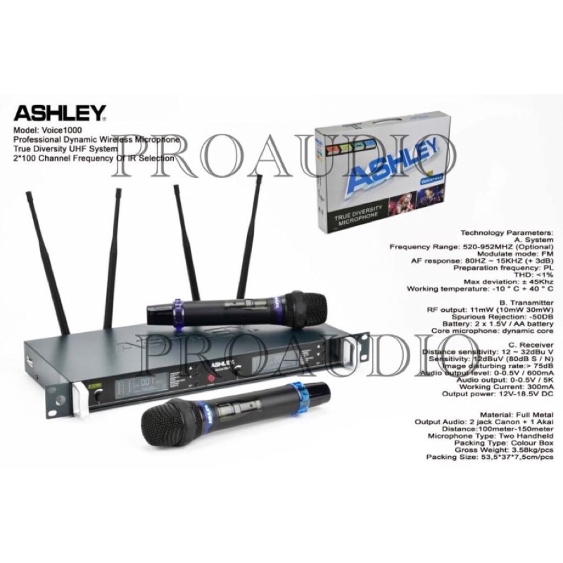 Mic wireles ashley voice 1000 pegang2 Technology Parameters