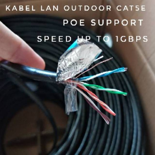 KABEL LAN OUTDOOR FTP CAT5E VASCOLINK SIAP PAKAI sudah dicrimping RJ45 metal dan karet biru Harga Per Meter