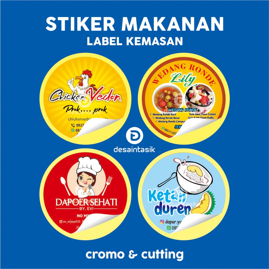 Cetak stiker label makanan cutting murah utk snack, kue, keripik, dll high quality