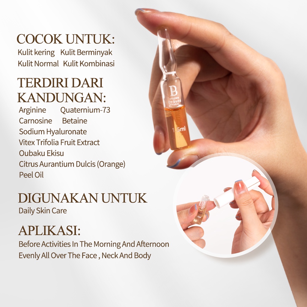 [BPOM] Premiere Beaute  AMPOULE 1.5ml*10 Niacinamide VC Booster Essential concentrated serum Ceremide skin repair concentrated serum BRIGHTENING SOOTHING Acne Care PH PH Balance Acne Reduce concentrated serum-4