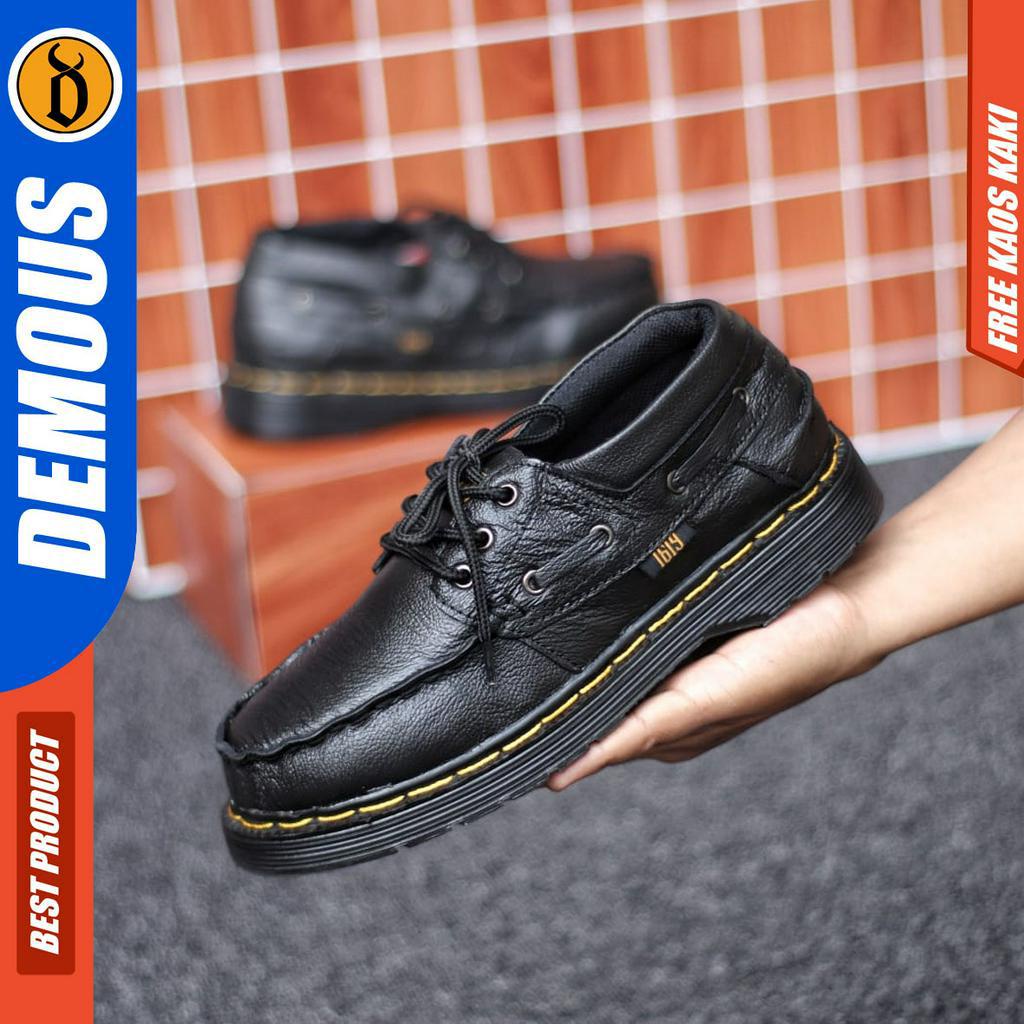 DEMOUS KILUA  - Sepatu Docmart Low Boots Formal Pantofel Kerja Casual Hitam Pria