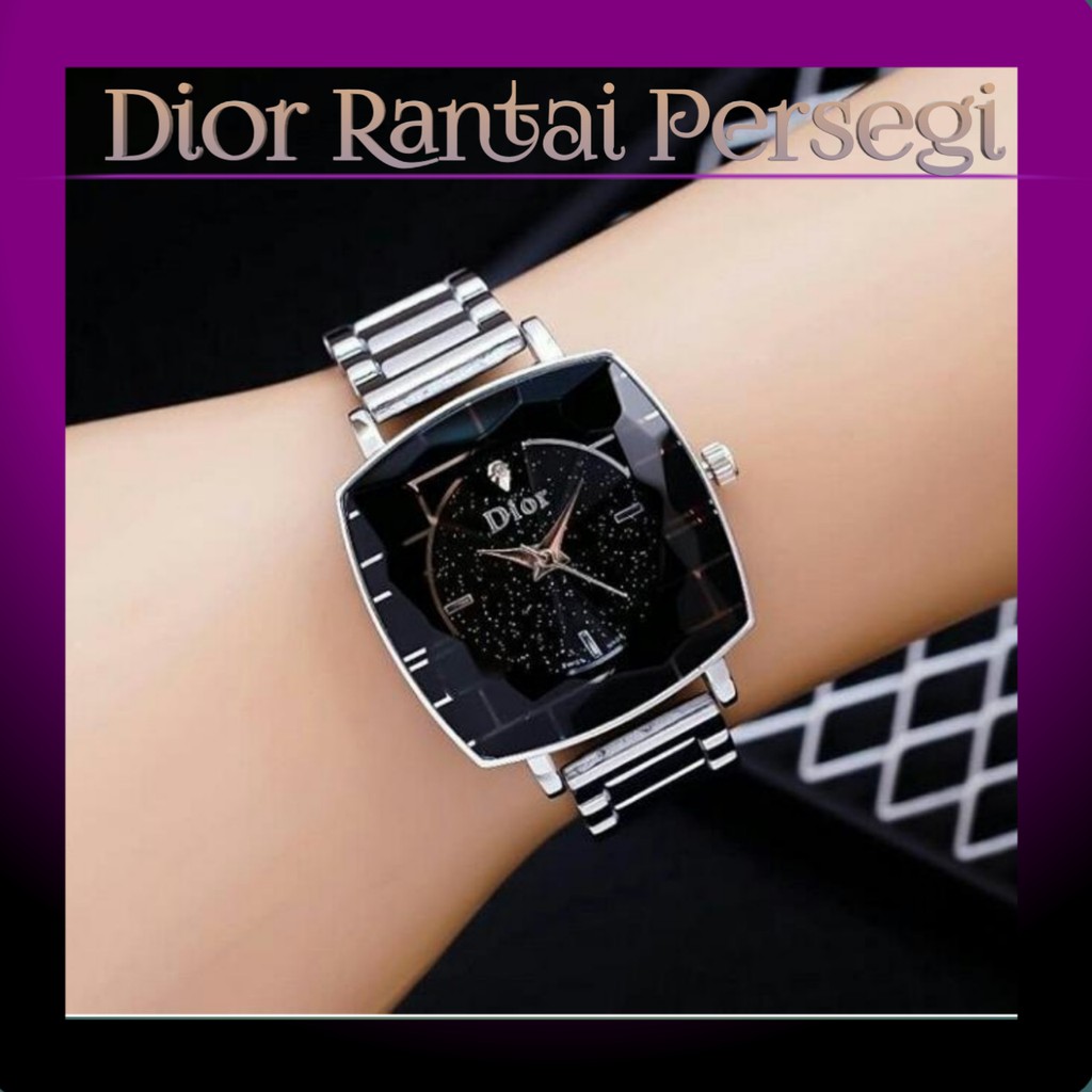 JAM TANGAN WANITA DIOR PERSEGI TALI RANTAI