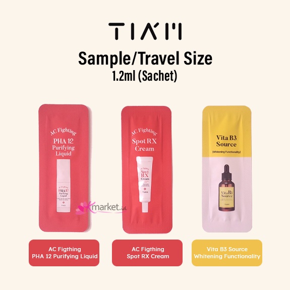 TIAM AC Fighting / Vita B3 Source Sampel Travel Size [PHA 12 Purifying Liquid | Spot RX Cream | Whitening Serum]