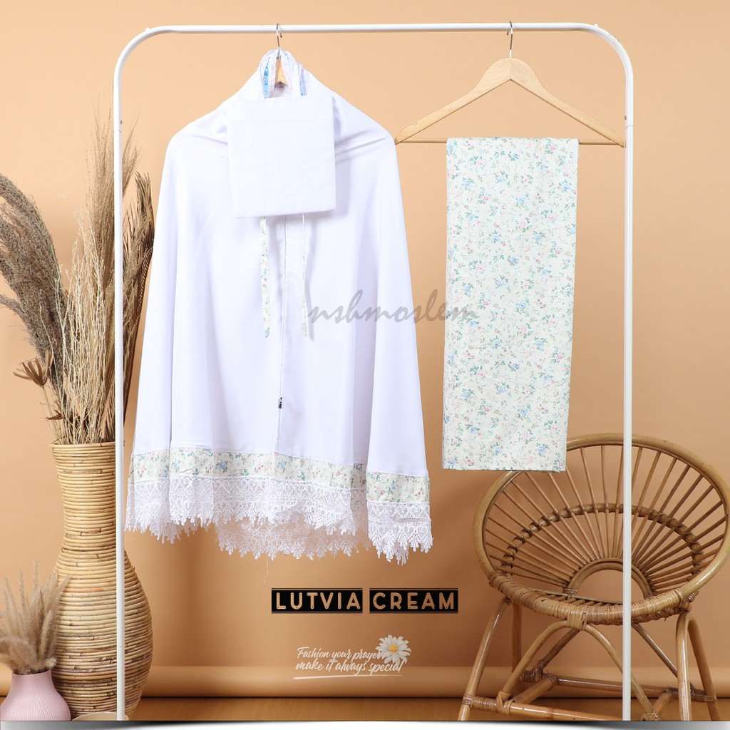 [𝓷𝓼𝓱] Mukena Anak Katun Jepang Santri Renda Love (Muat Hingga Ukuran Tanggung)-Lutvia Cream