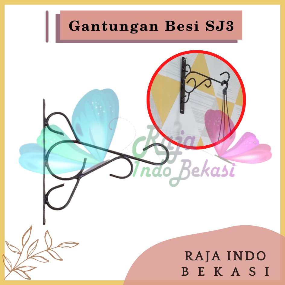 Rajaindobekasi Standing Pot Gantung Besi SJ3 Gantungan Cantol Cantolan Pot Bunga Sangkar Burung Pot Gantung Besi Tanaman Hias Hiasan Dinding Tembok Tanaman Gantung Gantungan Pot Bunga Rak Bunga Dinding Tembok