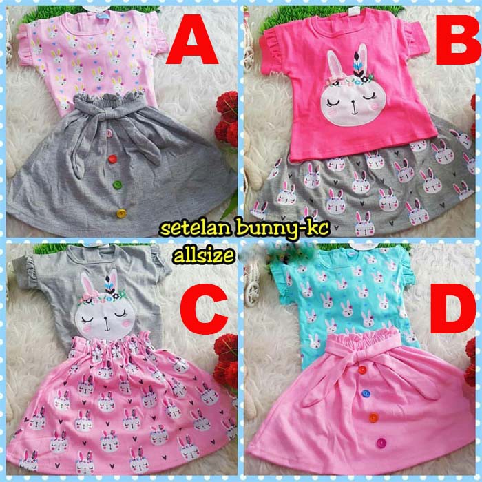 Setelan Baju Bayi Perempuan Rok Bayi Rabbit Mirror