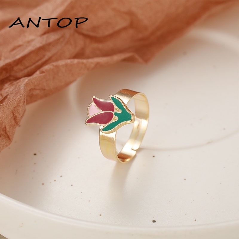 Retro Lilin Bunga Cincin Kepribadian Lucu Cincin Fashion Wanita Sederhana Perhiasan Aksesoris ANTOP