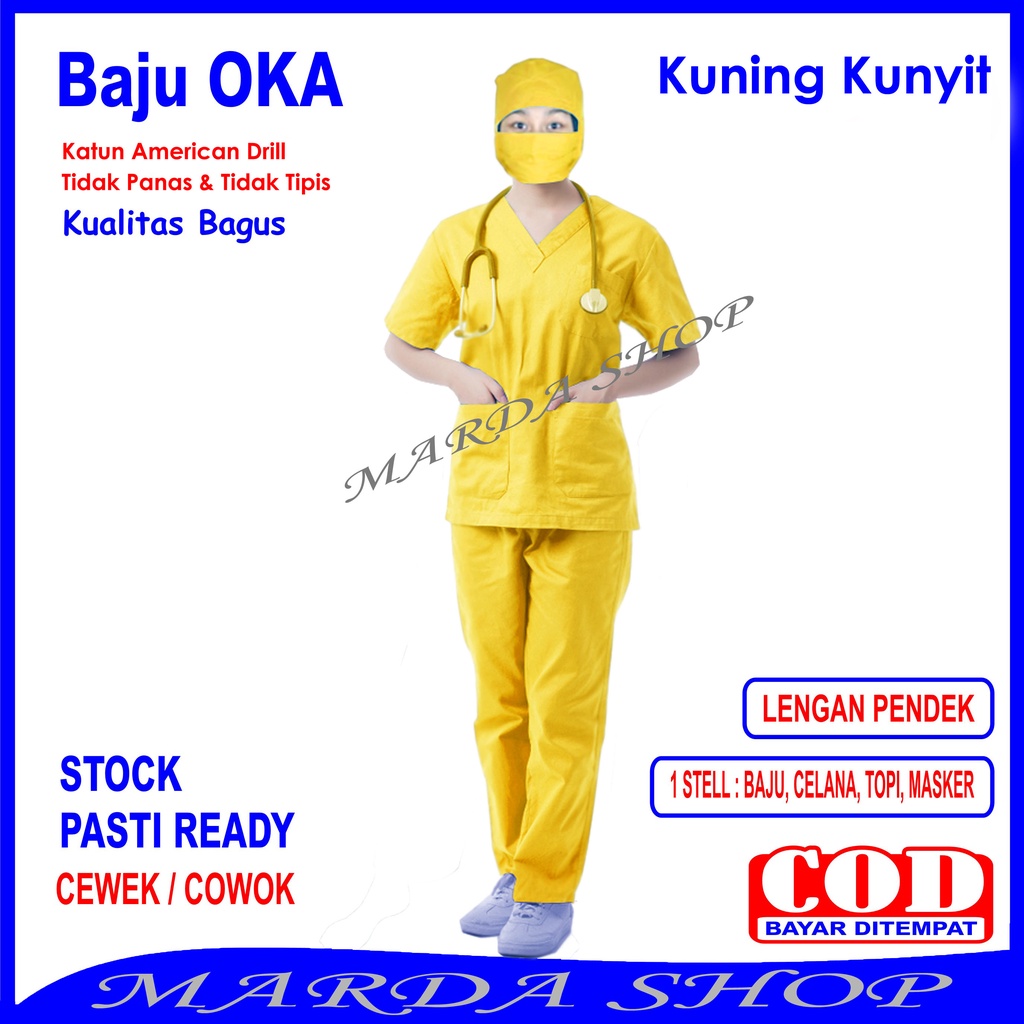 Baju OKA/Baju Scrub/Baju Perawat, Pria Wanita Lengan Pendek