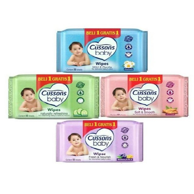 Cussons Baby Wipes 50's (BELI 1 GRATIS 1) Tissue Bayi Cussons / Tissue Basah Cussons / Tisu Basah