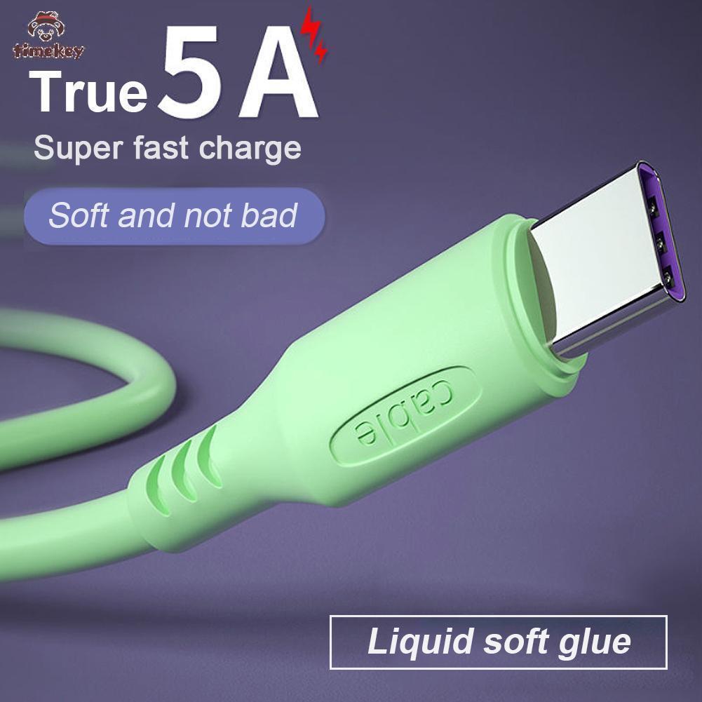 (Tk) Kabel Data / Charger Usb Tipe-C 5a Fast Charging Bahan Silikon Untuk Samsung / Xiaomi / Huawei