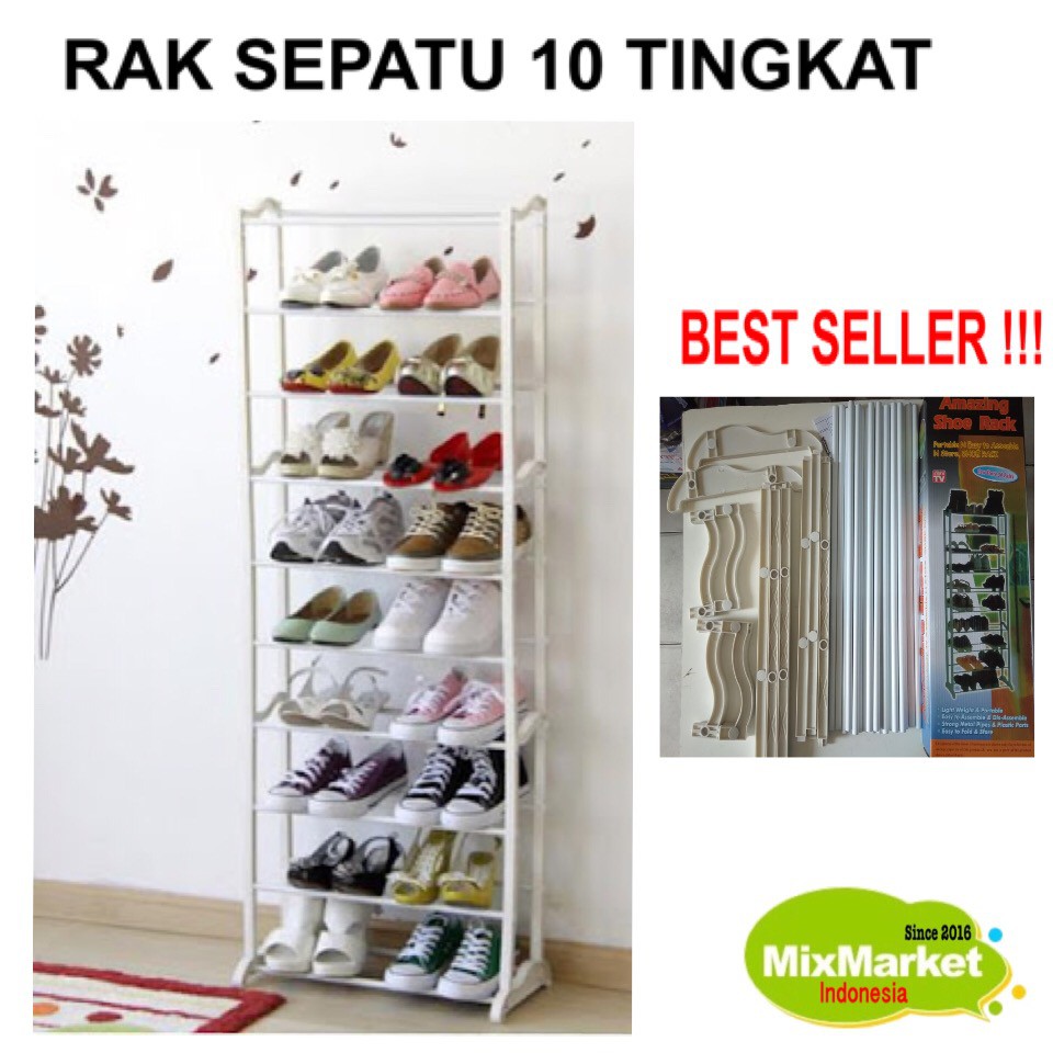 Amazing Shoes Rack Rak Sepatu 10 Tingkat Terbagus Mmi 1300 Gr Shopee Indonesia